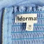 Reformation NWT Desiree Linen Mini Dress Blue Dusk Ruffle Trim Tie Strap Size 10 Photo 9