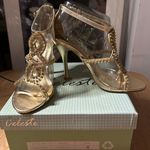 New Women’s Celeste Charlize 3.5” High Heel 👠 Shoes Gold Rhinestones size 9 Photo 0