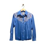 Desert West Button Down Western Shirt Blue Size XS Vintage Retro Festival Rodeo Photo 1