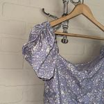 Free People bodysuit puff ruched shirt sleeve Bella chambray combo floral xL NeW Photo 2