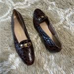 Salvatore Ferragamo  Brown Leather Croc Loafers size 8.5 Photo 2