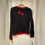 VTG 80s Bobbie Brooks Size S Vintage Holiday Sweater Black Embroidered Peace Photo 7