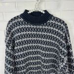 Vintage LizWear Cotton Navy White Patterned Knit Sweater Size L Blue Size L Photo 1