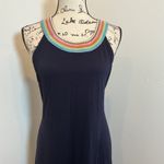 Boden Navy Maxi Dress Rainbow Trim Halter Neck Sleeveless Summer Beach Resort Black Size 6 Photo 4
