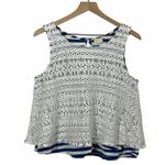 Anthropologie  Postmark Crochet Lace Overlay Striped Swing Tank - White/Blue - M Photo 0