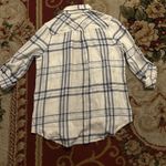 William B Women's Blue and White Plaid Button Down Shirt Photo 4