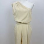 Free People  Avery One Shoulder Jumpsuit Wide Leg Pockets Cream Ivory US 4 NWT Photo 6