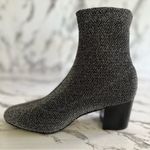 Sol Sana  Shimmer Sock Booties Black Silver Metallic 36/5.5 Glam Block Heel Chic Photo 9