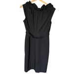 Elie Tahari  Women's Black Ruffle Trim Cap Sleeve Midi Sheath Dress Size 4 Photo 2