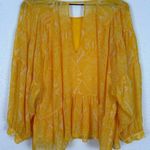 Gentle Fawn Yellow Printed Long Sleeve Peplum Blouse Size Medium Photo 5