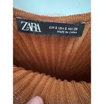 ZARA Ribbed Brown Maxi Dress Button Slit Size Small Tank Low Open Back Photo 3