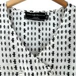 Pringle of Scotland Black and White Print Silk Origami Sleeve Blouse Size 10 Top Photo 4