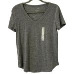 SO NEW Light Gray Marble Design V-Neck Design Top Shirt Women’s Size Small Casual! Photo 0