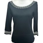 Joseph A Vintage Black W/ White Stripe Boat Neck 3/4 Length Sleeves Sweater Sz M Photo 0
