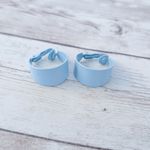Vintage Clip On Earrings Baby Blue Chunky Retro Hoops Statement 7/8" Photo 4