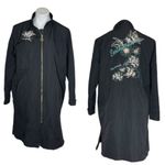 HUMMEL DENMARK Black Embroidered Jacket Enthusiasm Passionate Life Longer Length Size M Photo 9