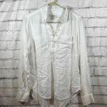 Vintage America lace up white long sleeve shirt small Photo 0