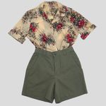 Vintage 70s Floral Short Sleeve Blouse Button Photo 2