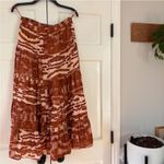 Ulla Johnson Ulla Johnson Aisa Silk Taffeta Tiered Midi Skirt Fawn Size 2 Ikat Animal Print Photo 5