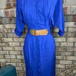 shirt dress royal blue wide belt 1980 Photo 0