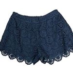 THML Crochet Lace Floral Shorts Pull On Navy Blue 100% Cotton Women Size Medium Photo 0
