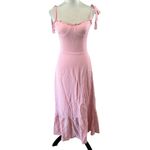 Reformation  Pink Nikita Dress Bustier Ruffled Tiered Tie Straps Summer Size 4 Photo 3
