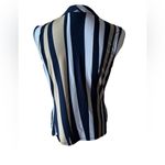 DKNY ‎ Navy Tan White Striped Sleeveless Wrap Blouse Top Photo 5