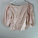 Lovers + Friends NWT  Cottagecore Ruched Puff Sleeve Pink Stripe Top Photo 6