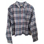 PacSun  Outer Banks Treasure Distressed Cropped Flannel Shirt Blue Red Medium Photo 1