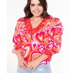 Alden Adair Jean Top Lovers Lane Size Medium NWT Red Pink Romantic Blouse Photo 0
