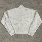 Reformation  Jeans 1/2 Zip Sweatshirt Womens Medium White Blue Cotton Cropped Photo 6