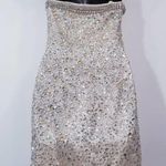LARA Designs Rhinestones Jeweled Beads Embellished Champagne Mini Dress Size 4 Photo 4