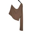 Gianni Bini  Women's Top Rib One Shoulder Long Sleeve Stretch Crop Brown XL NWT Photo 7