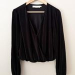 ASTR THE LABEL | Plisse Surplice Faux Wrap Top Textured Black Blouse | Size XL Photo 3