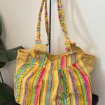 Colorful Embroidered Tote Bag Kate McRostie Garden Tote Pool Beach Shopping Yellow Photo 1