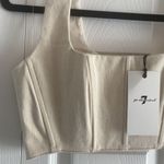 7 For All Mankind  Khaki Small Denim Crop Top NEW Festival Boho Boning Hippie‎ Photo 1