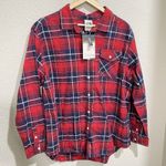 The North Face NWT  Women's Red Blue White Plaid Size XL Boyfriend Shirt Relaxed Photo 0