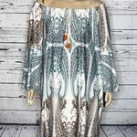 Avenue NWT Size 26/28 Boho Printed Tassel Tie Off the Shoulder Peasant Dress Photo 1