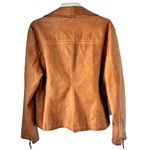 Max Studio  XL Tan Cognac Faux Leather Moto Jacket Notch Lapel Zip Pockets Biker Photo 1