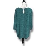 Adrianna Papell Green Floral Print Balloon Sleeve Tunic Blouse Back Keyhole 1X Photo 1