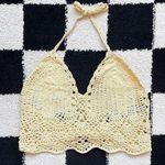 Pastel Yellow Crochet Halter Top XS Photo 0