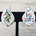 Vintage Clip On Earrings Multi Colored Artsy Photo 0