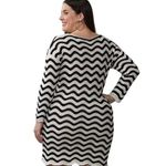 NY&C‎ Chevron Knit Dress Long Sleeve Bodycon Sweater Dress Party Plus Size 2x Black Photo 2