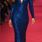 Lilli Diamond Original 60s 70s TRUE VINTAGE Blue Maxi Sequin Dress Long Sleeve L Size L Photo 0