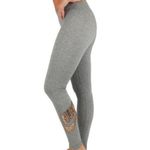 Nike Women Gray Gold Swoosh Just Do It Logo Lightweight Leg A See Legging Size L Photo 4