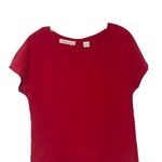 Womens Red Short Sleeve Silk Blouse Loose Fit Size S Photo 0