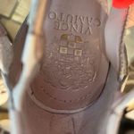 Vince Camuto White Mikal Leather Heeled Sandals w/ Gold Studs & Zipper Back EUC Photo 9