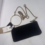 ZARA  Black Leather Minimalist Old Money Gold Chain Clutch Crossbody Wristlet New Photo 0