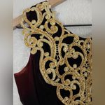 Vintage 90’s Jessica McClintock Gunne Sax Red Velvet Gold Lace Neck Dress 3/4 Size undefined Photo 6