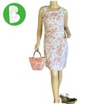 Sag Harbor VINTAGE 1990'S PETITE BEIGE, PINK & GREEN FLORAL PRINT DRESS (12P) Photo 1